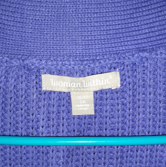 Woman Within Shaker Cardigan Sweater Iris Color 5X 38/40 New Never Worn NWOT - Picture 5 of 6